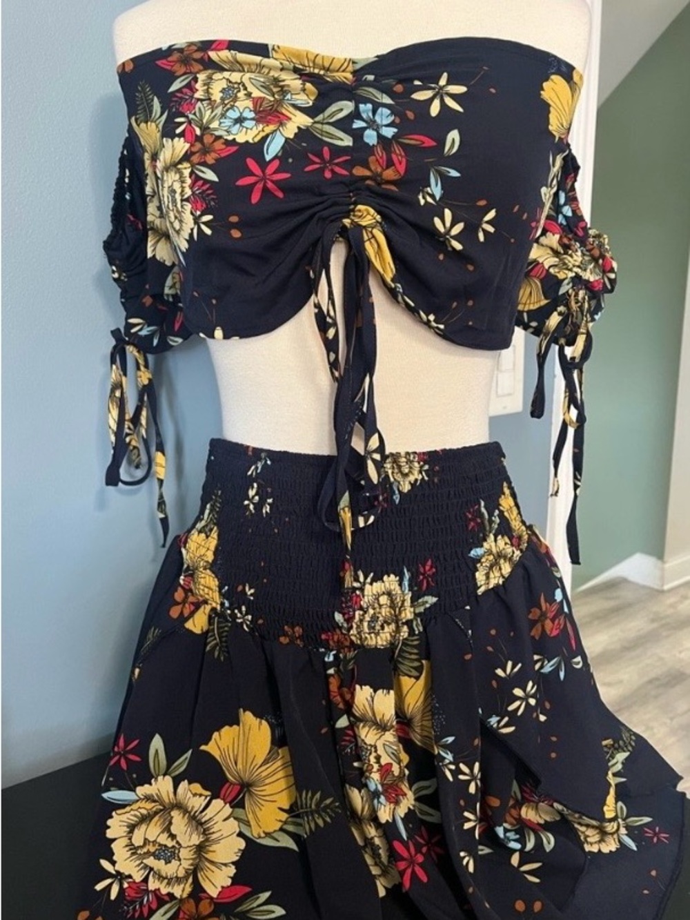 Womans Floral Two-Piece Dress/Skort Set